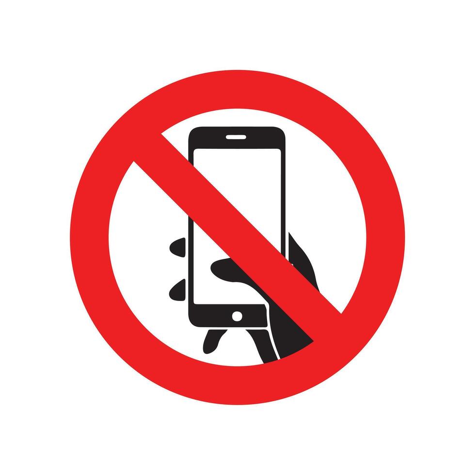 Icon indicating prohibition of cell phone usage vector