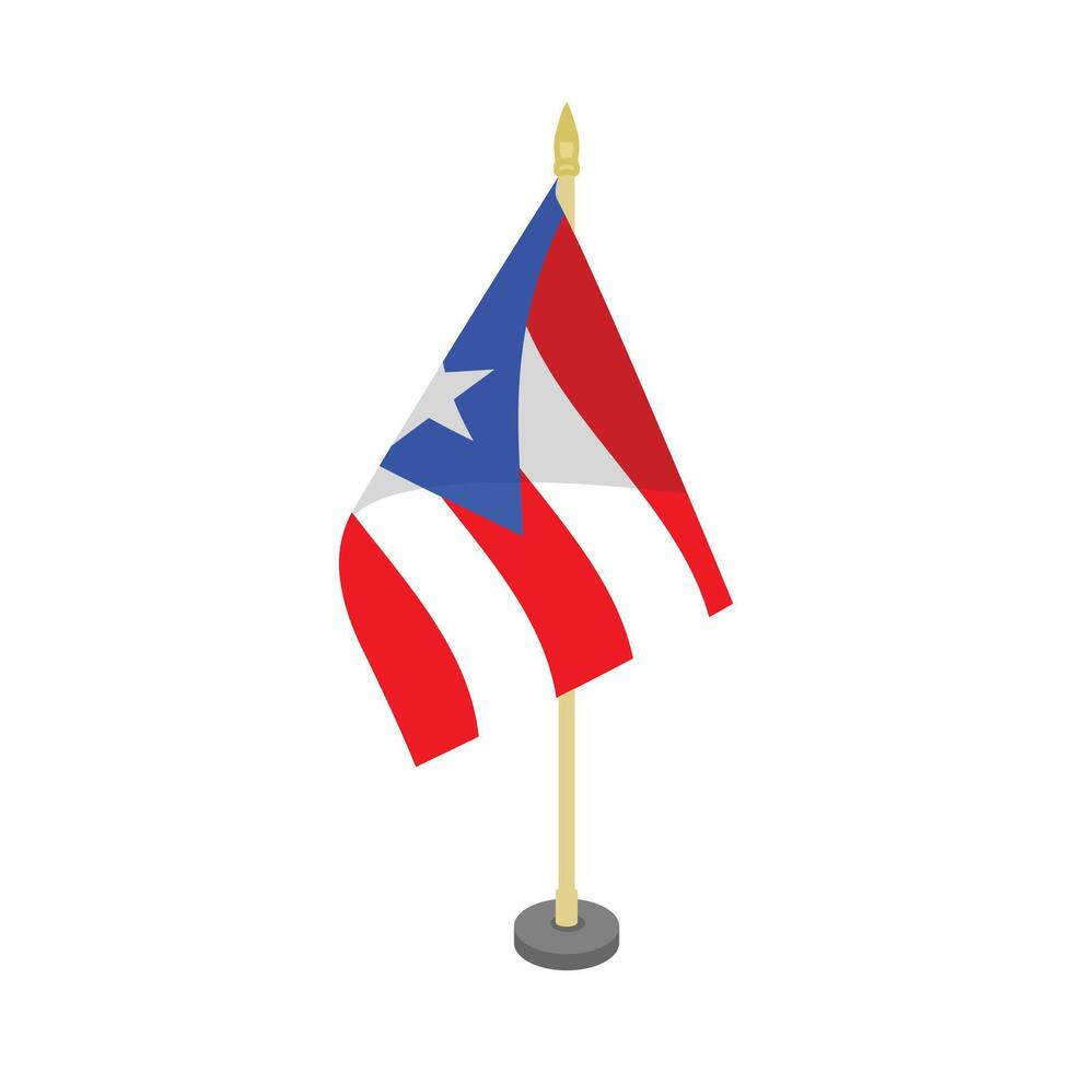 Puerto Rico Flag With Pole On Table vector