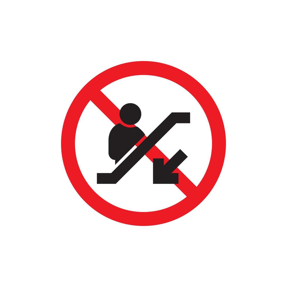 Sign indicating prohibition of downward escalator use vector