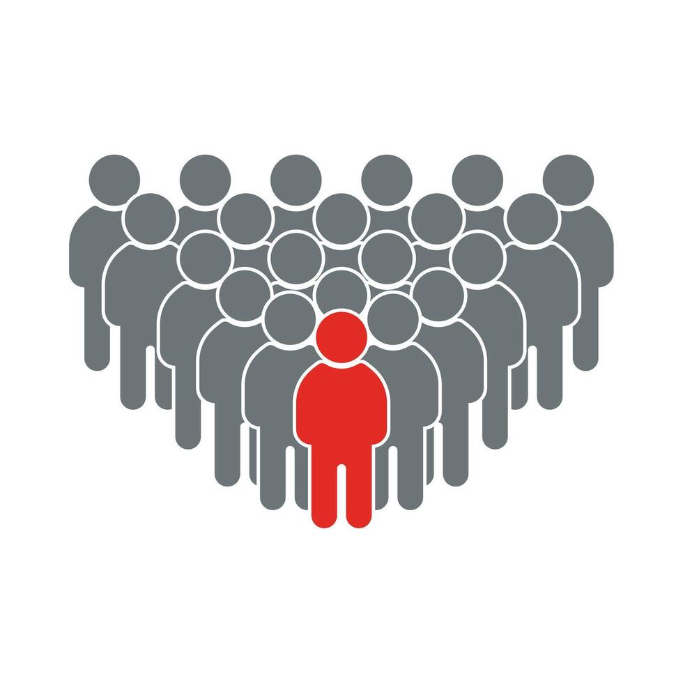 Leader standing in front of people group icon vector