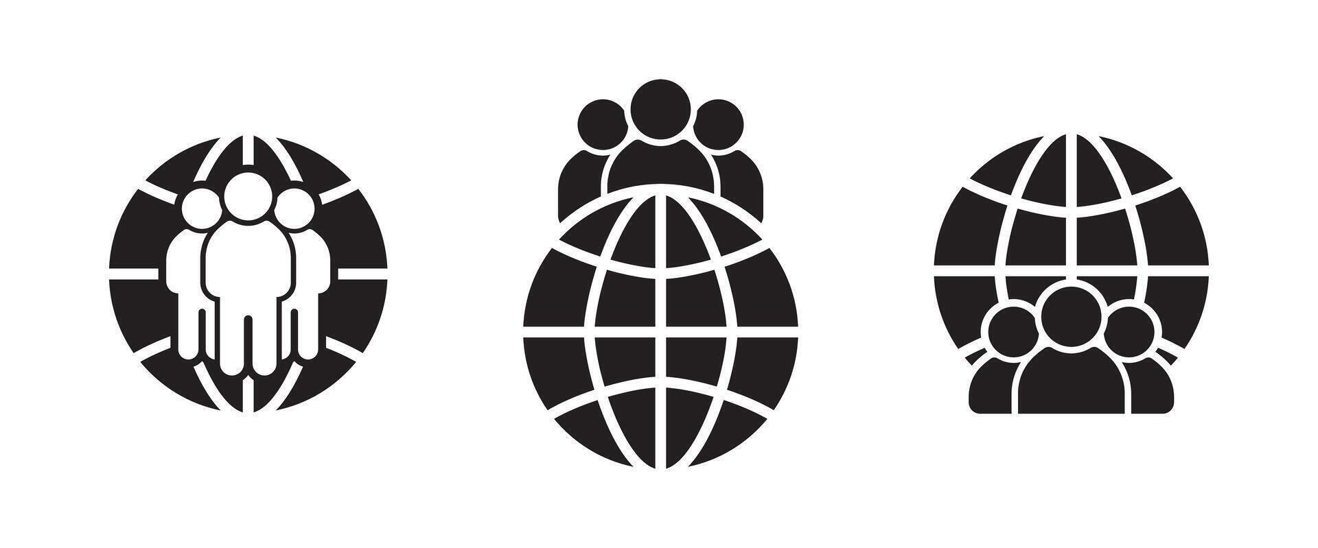 People around world icon set symbol collection vector