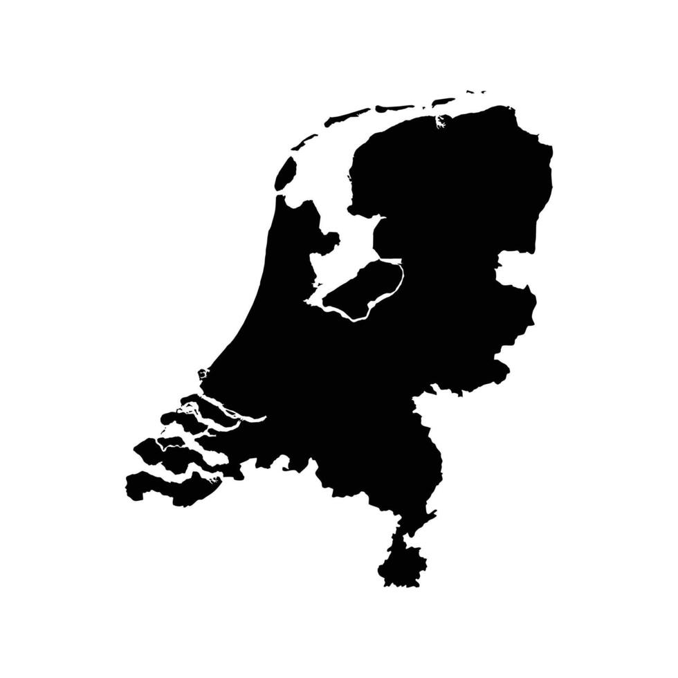 Netherlands Black Map White Background vector