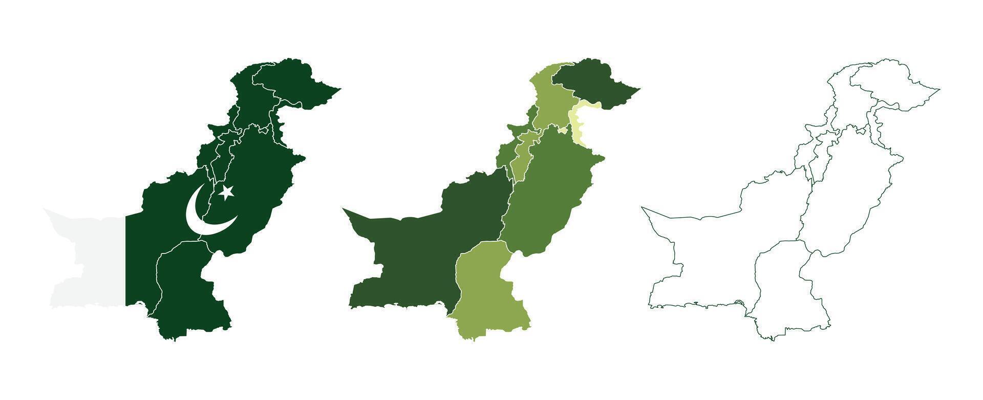 Set Pakistan maps isolated white background vector