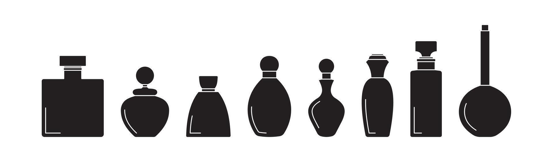 Elegant black perfume bottle stylish beauty icon vector