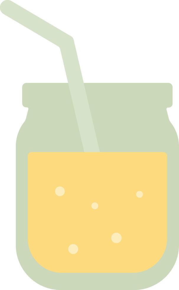 Flat Composition of Lemon Juice with Slice Accent vector