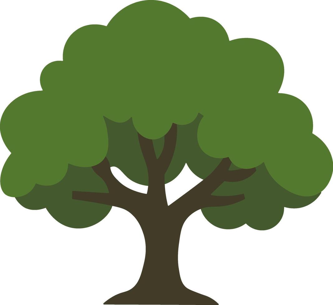 Flat Nature Element Featuring an Oak Tree vector