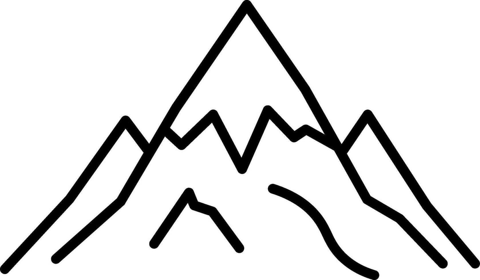 Handcrafted Mountain Shapes in Line Style vector