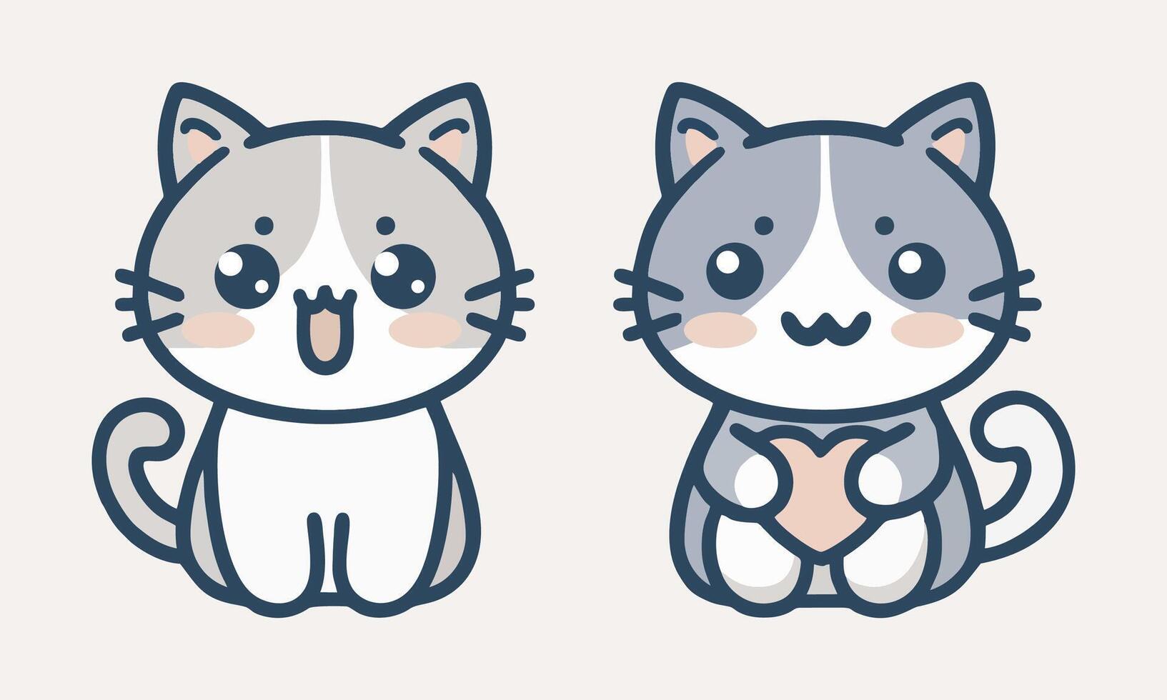 Two cartoon cats with different expressions vector