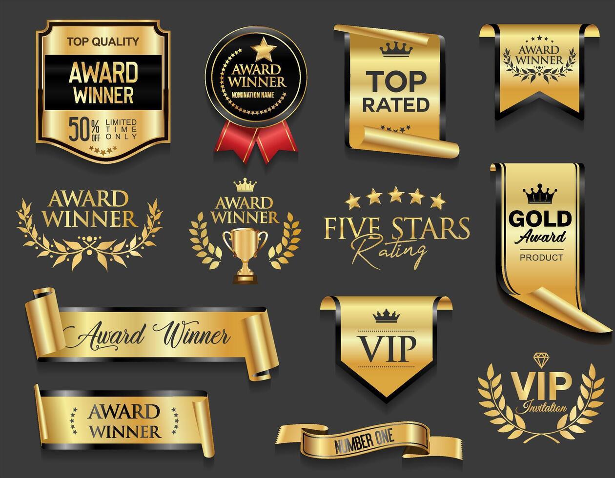 Premium emblem black and gold isolated on gray background vector