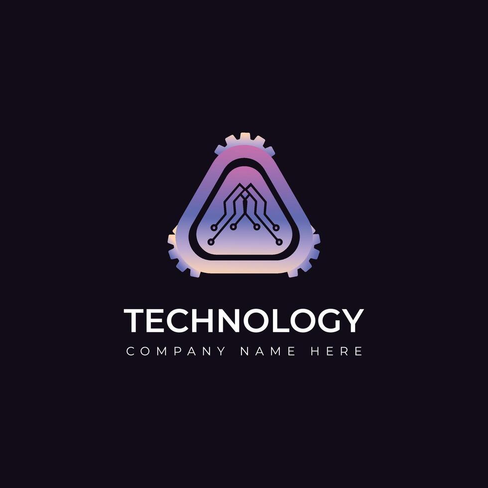 Tech A gradient Letter logo vector