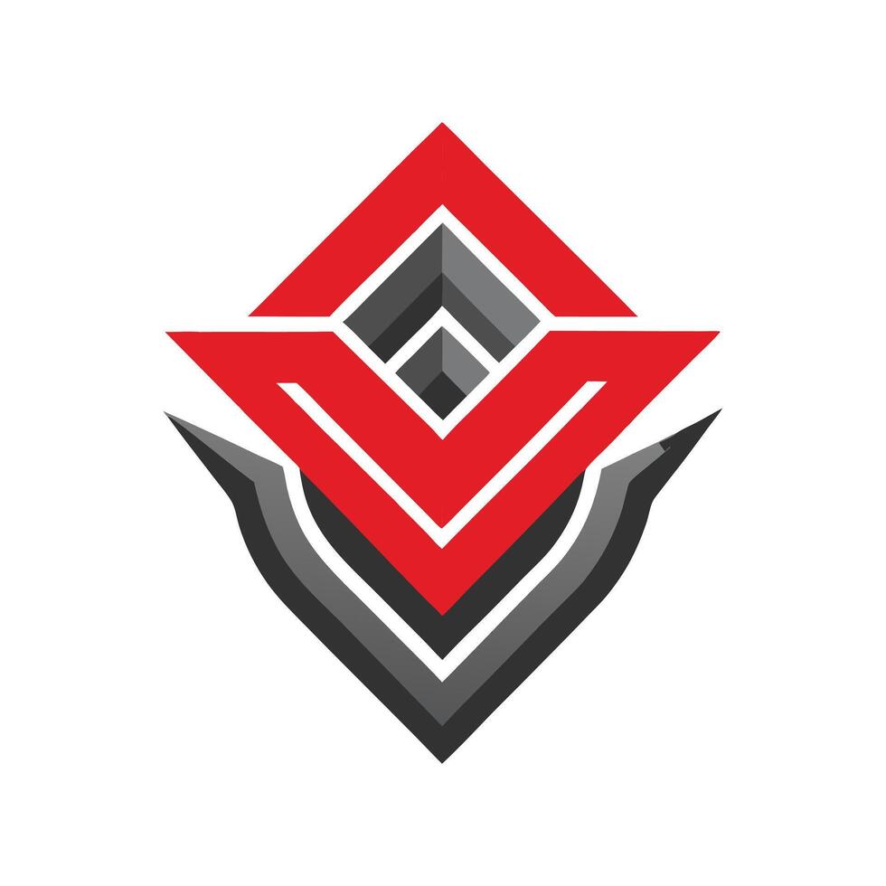 Geometric Abstract Logo with Red and Gray Elements vector