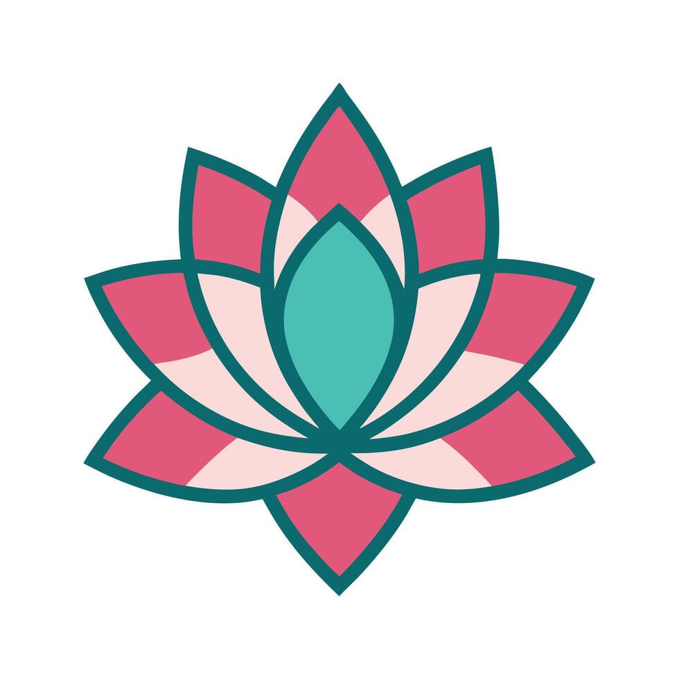 Pink and Teal Lotus Flower Icon for Meditation and Wellness vector