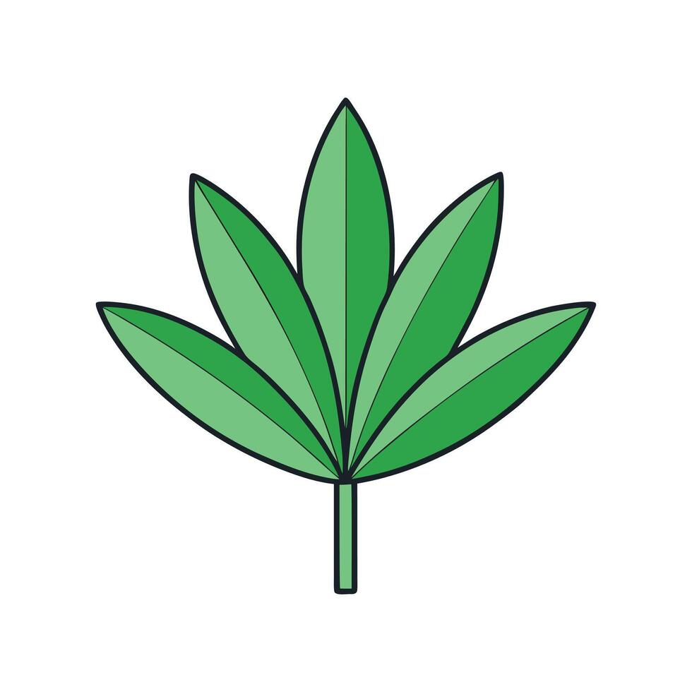 Simplified cannabis leaf illustration with a flat design vector