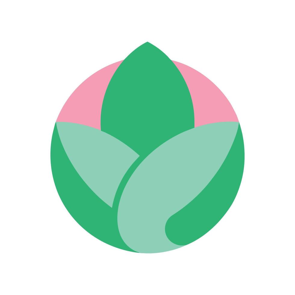 Elegant Lotus Flower in a Pink and Green Circle vector