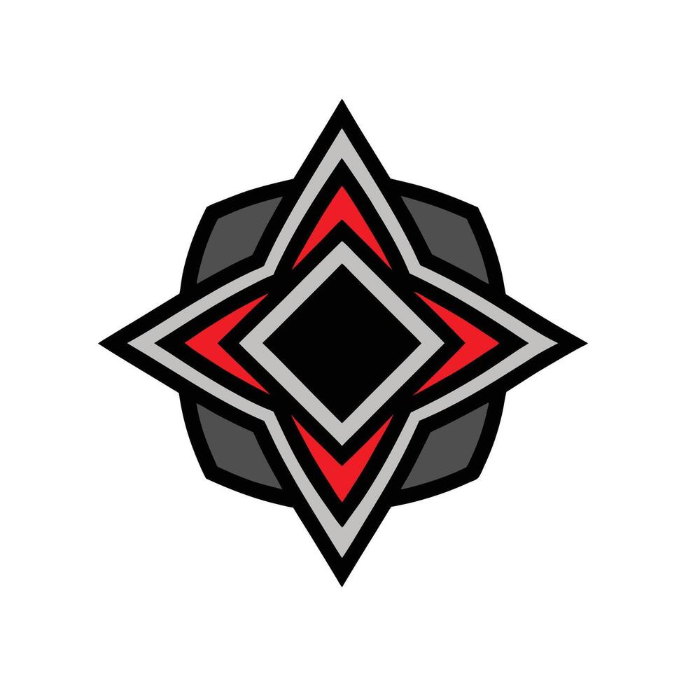 Geometric Starburst Emblem with Red Accent vector
