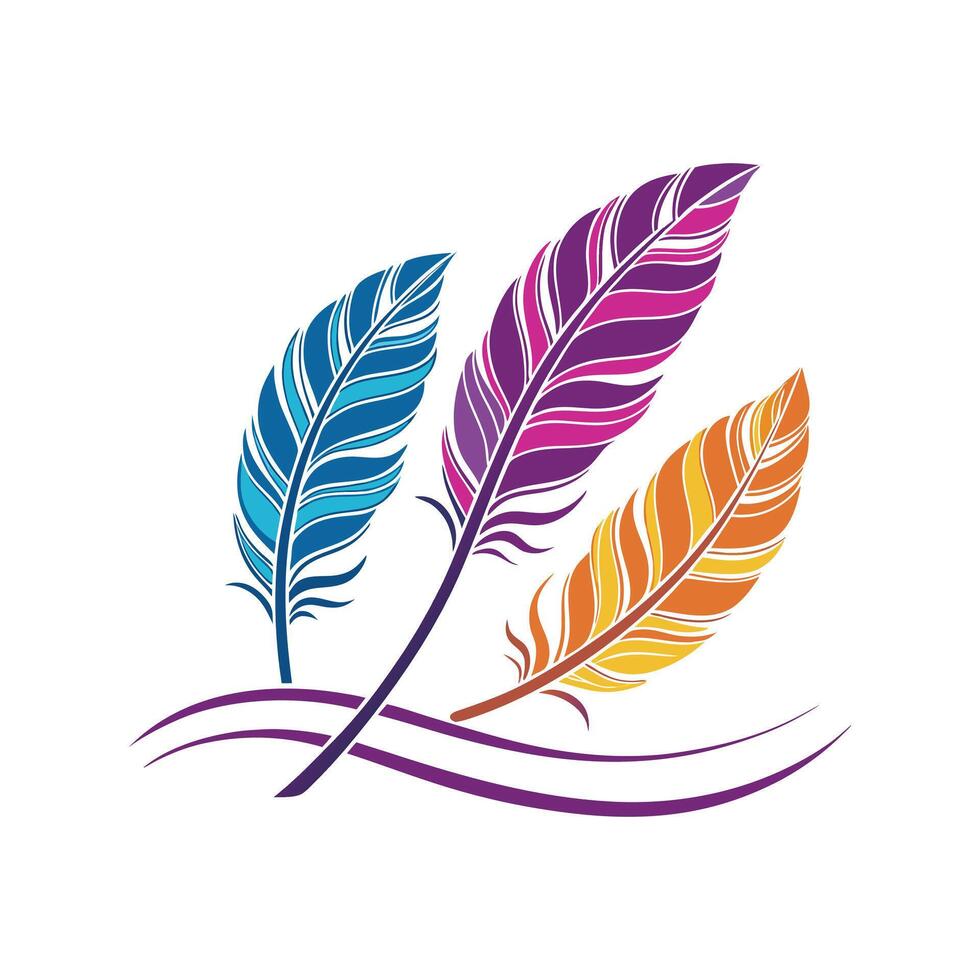 Colorful Feathers Artistic Plumage Design vector