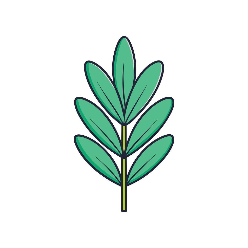 Stylized green leaf on a stem vector