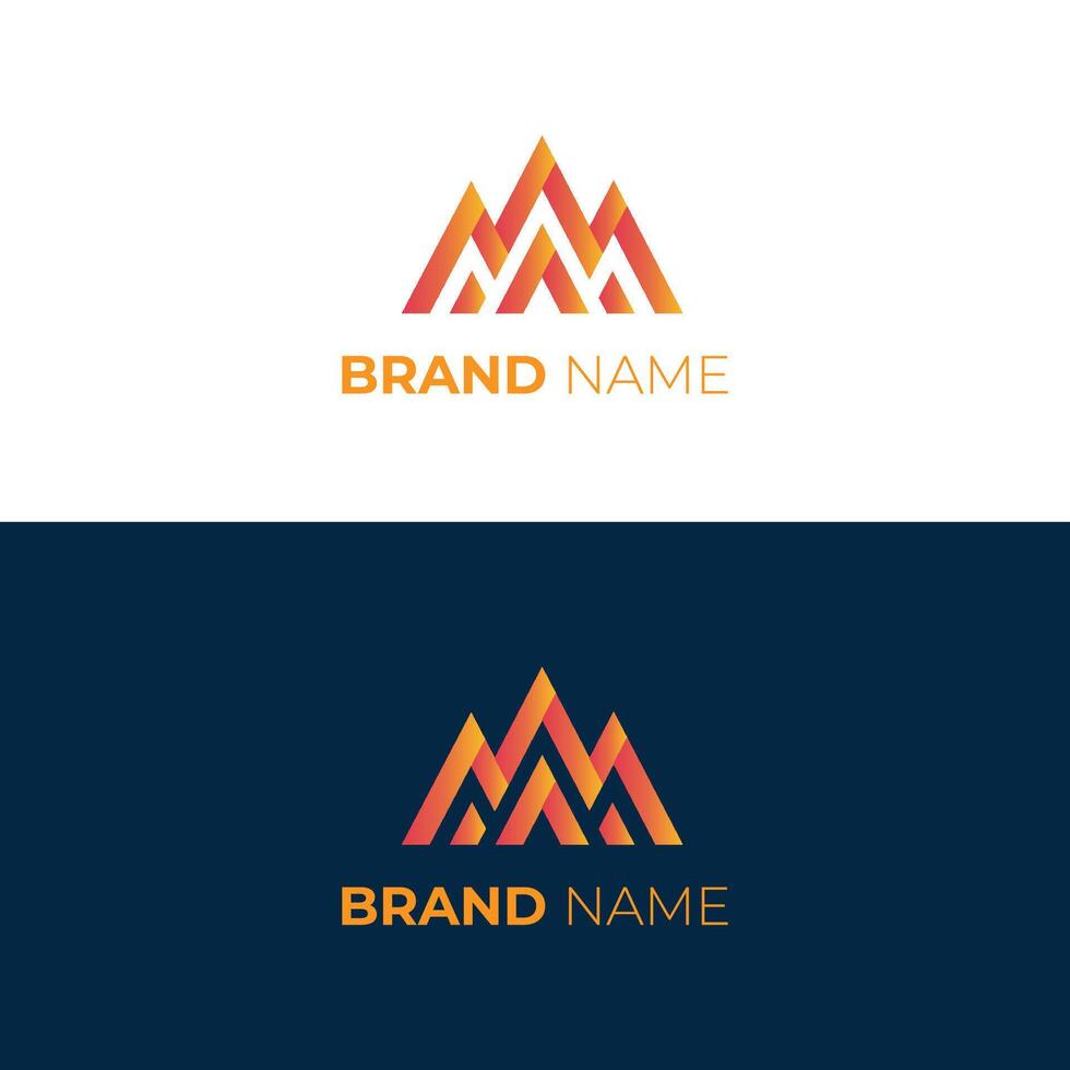 Mountain Range Logo with Gradient and Brand Name vector