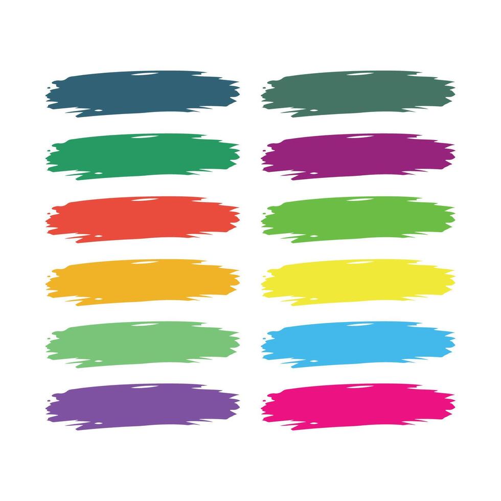 Collection of colorful brush strokes for creative projects vector