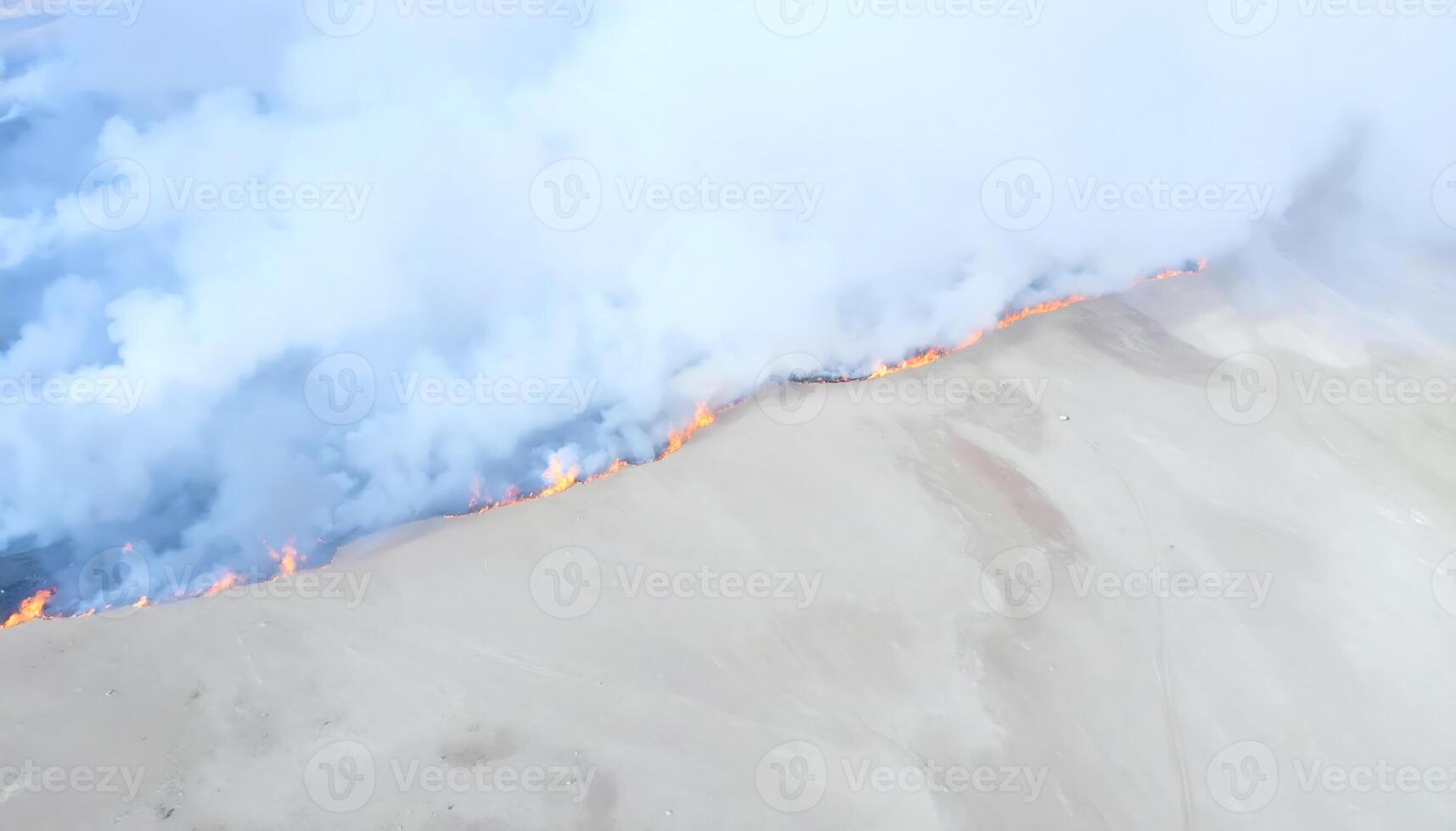 Top View of Waste Burning Causing Air Pollution photo