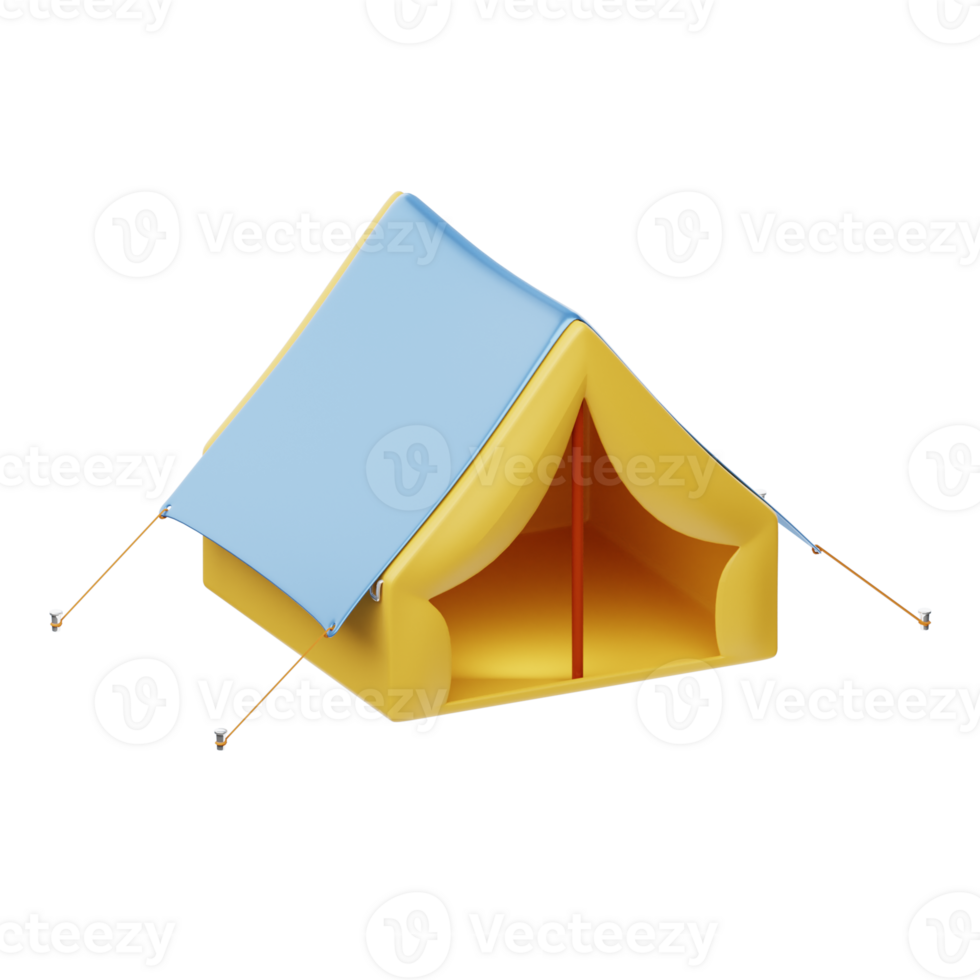 A tent with a blue and yellow canopy png