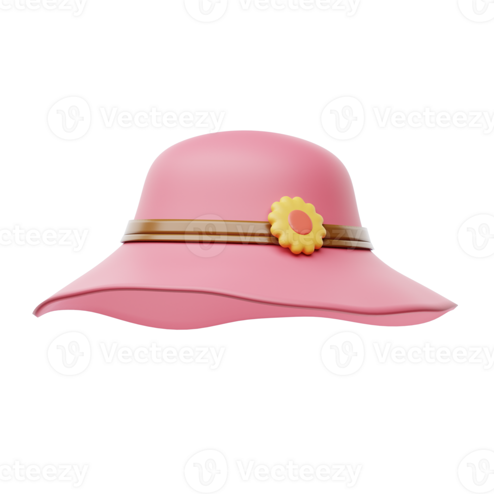 A pink hat with a flower on it png