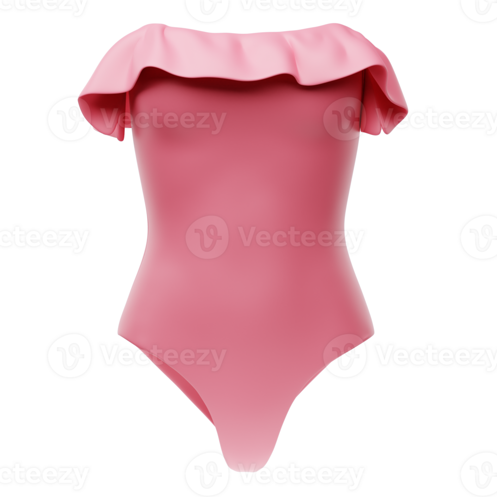 A pink swimsuit with ruffles on the front png