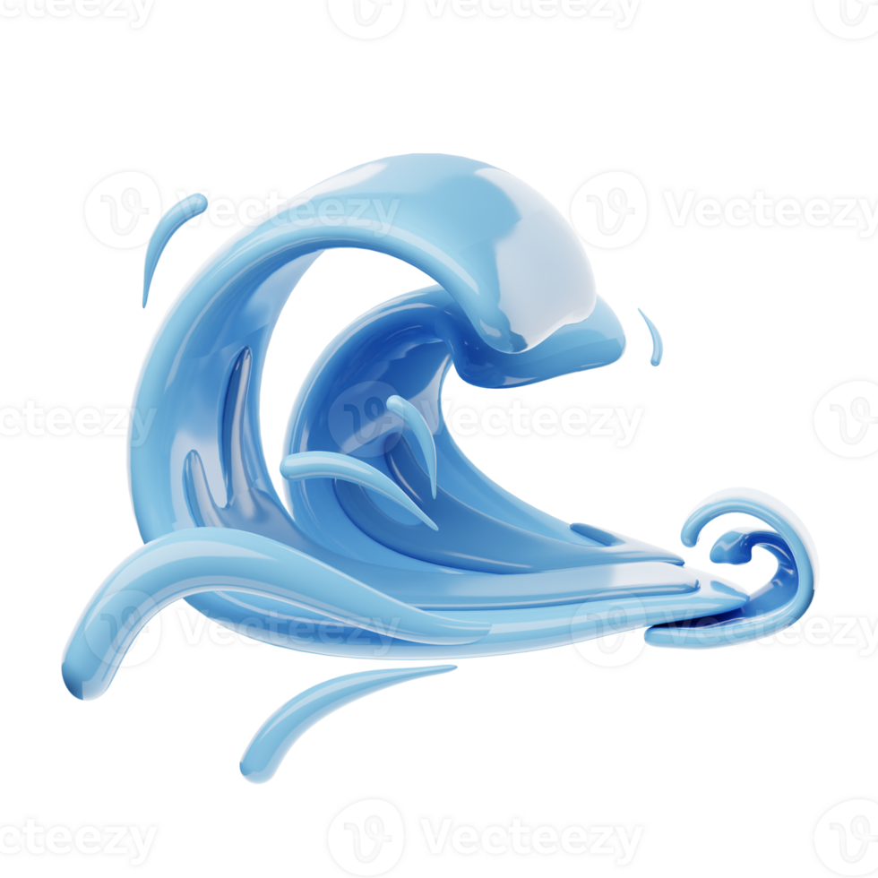 A blue wave is crashing into the water png