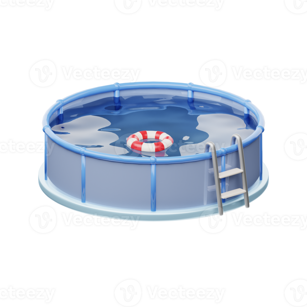 A swimming pool with a life preserver in it png