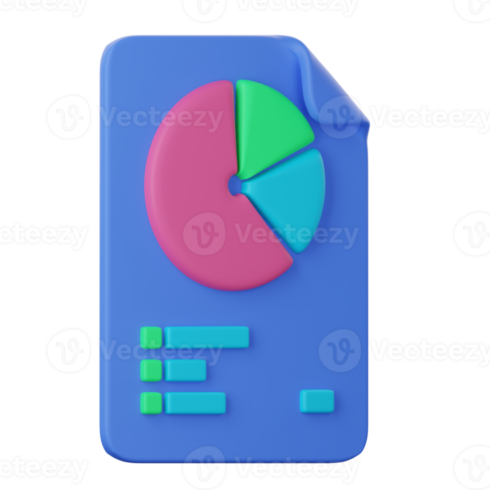 A blue document with a pie chart on it png