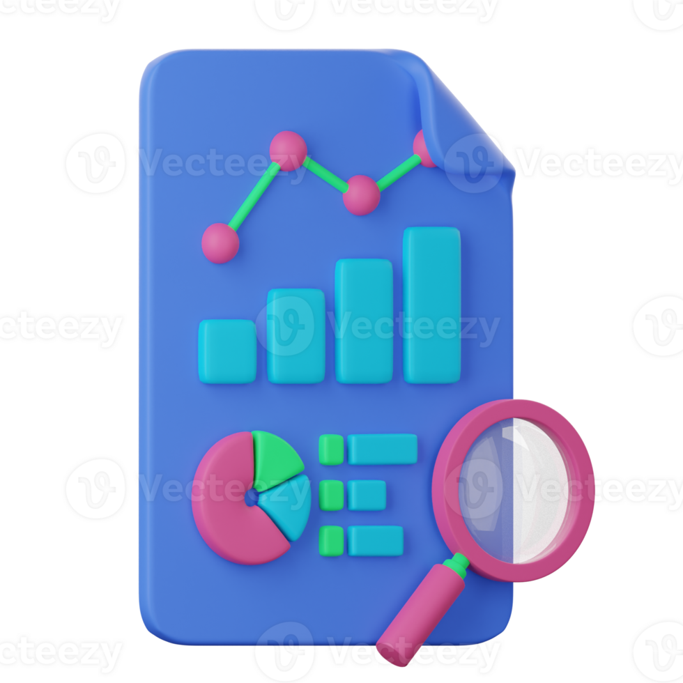A blue folder with a magnifying glass and a chart png