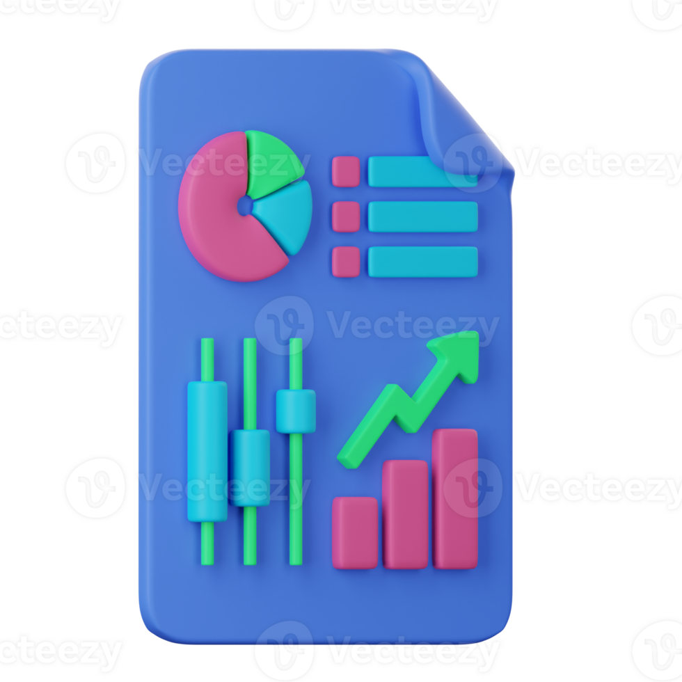 A blue folder with graphs and charts on it png