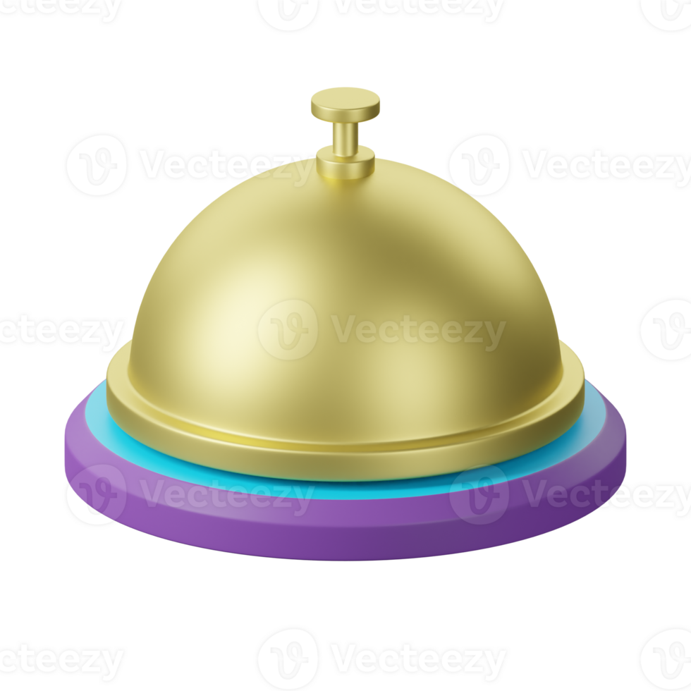 A golden bell on a purple and blue plate png