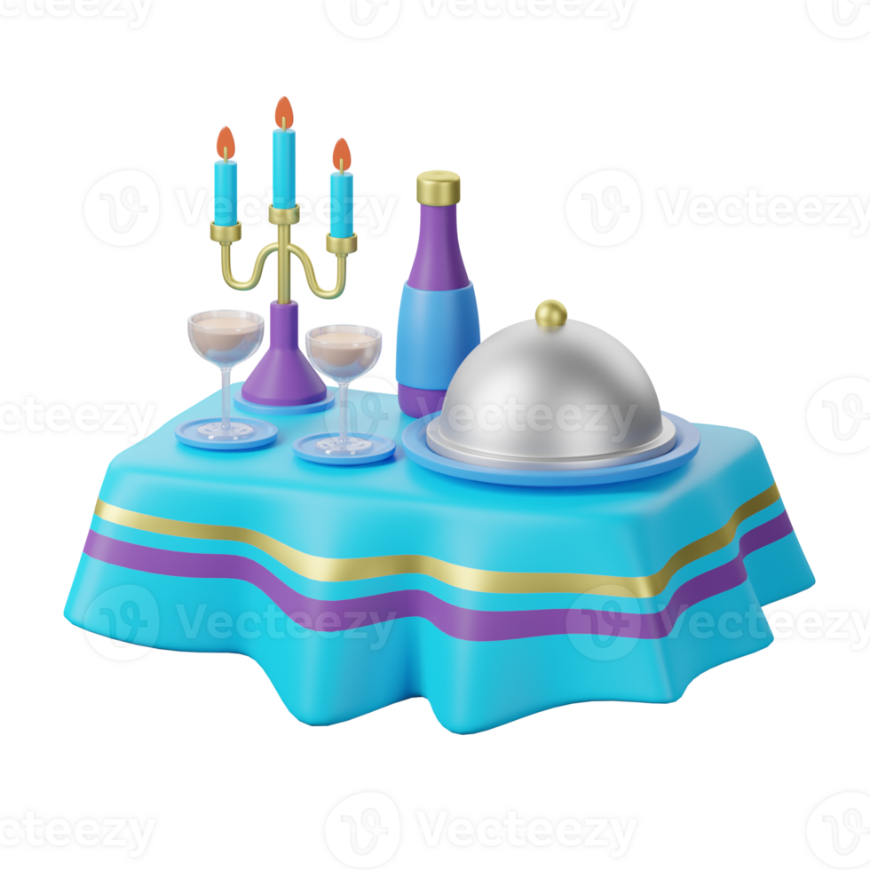 A table with a plate, wine glasses and a candle png