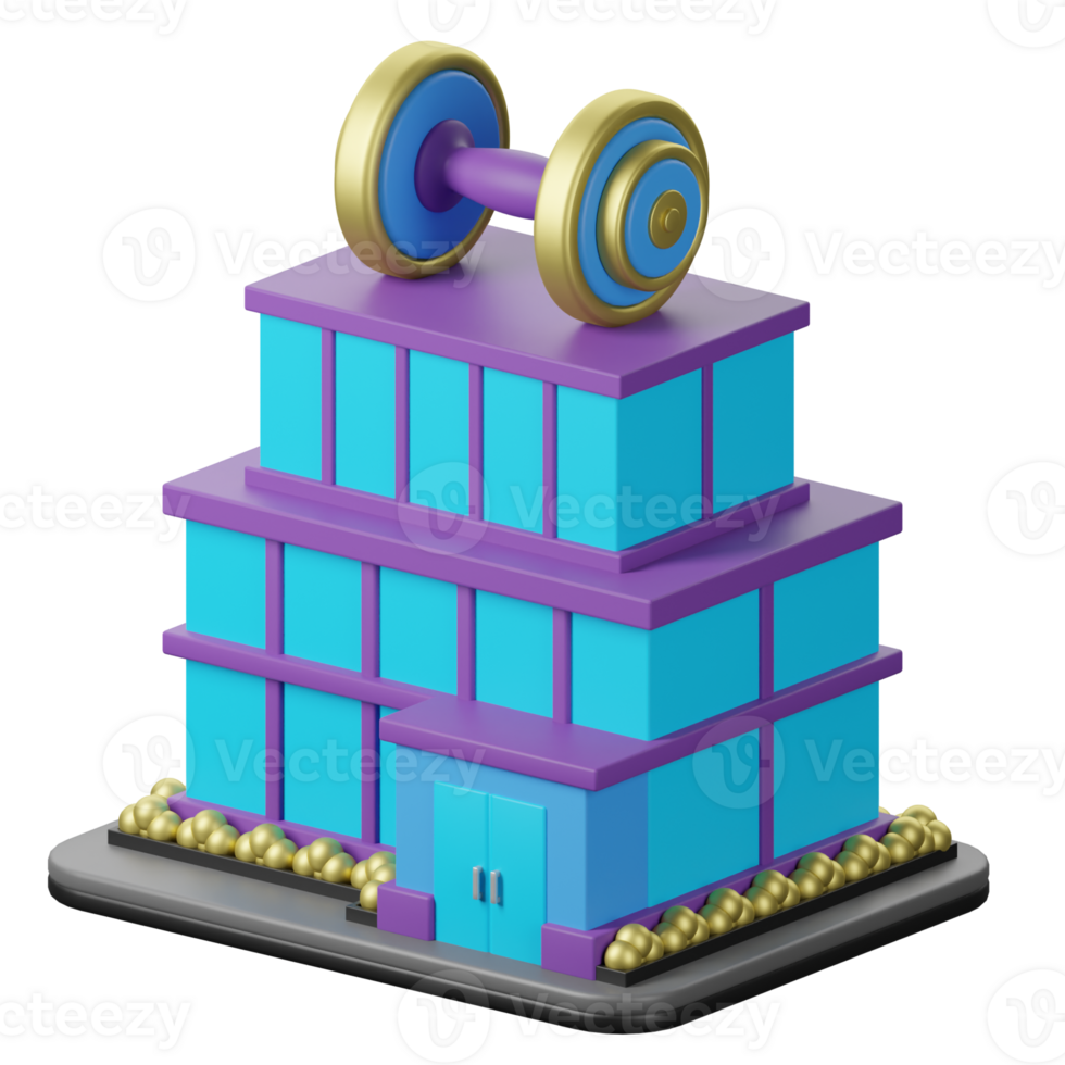 A building with a blue and purple color scheme png