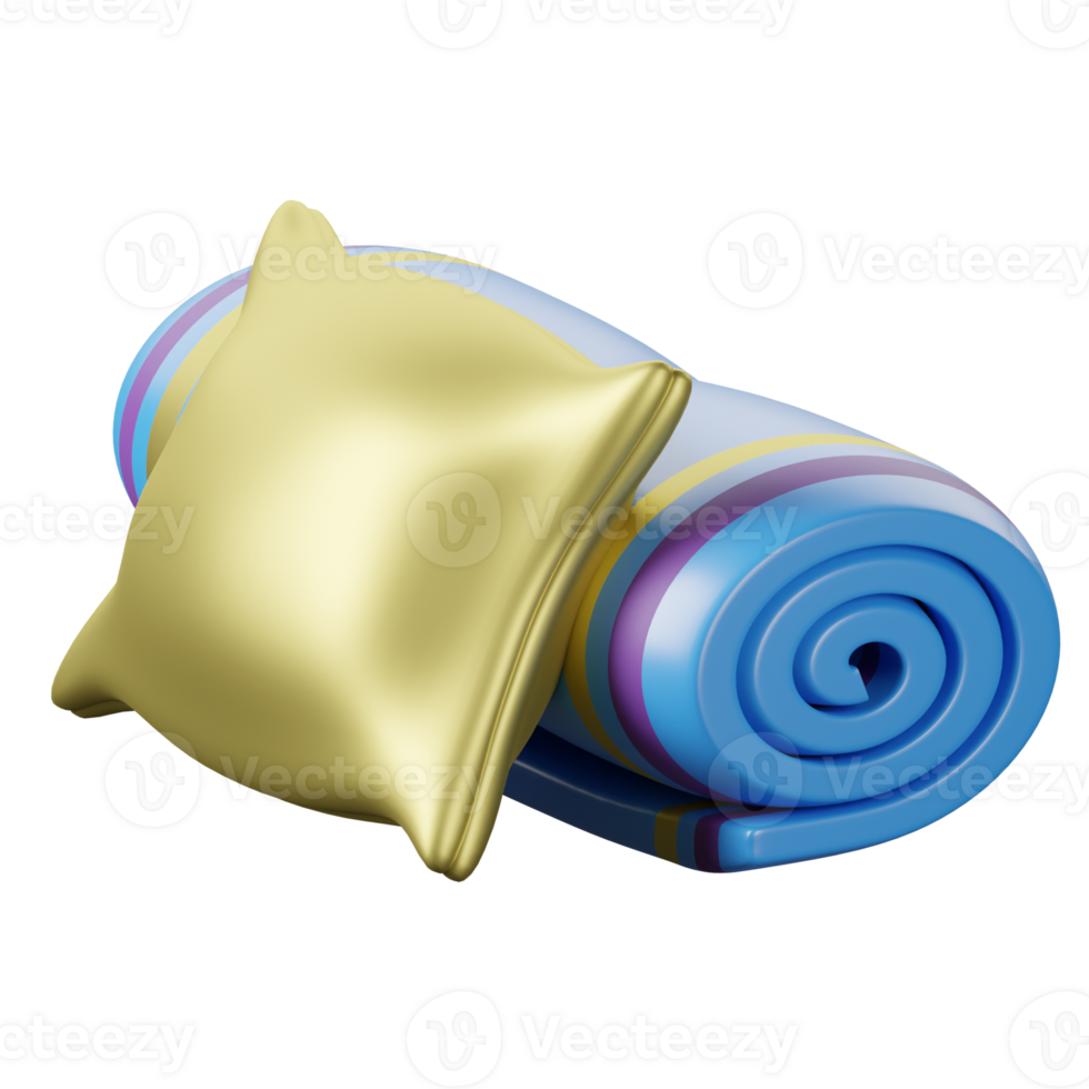 A pillow and a blanket on a black background png