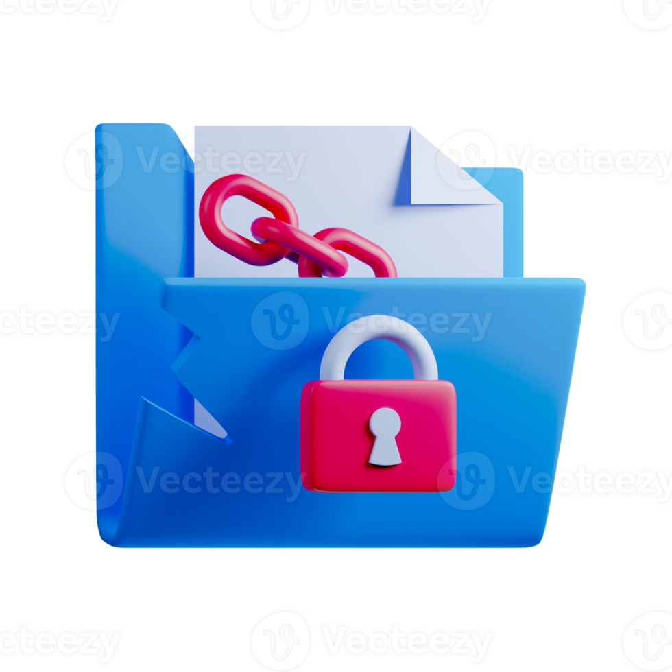 A blue folder with a padlock and a chain png