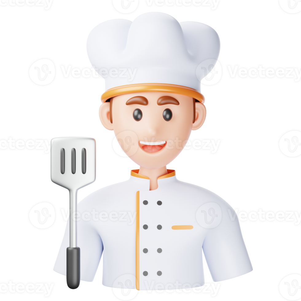 A cartoon chef holding a spatula and a spatula png