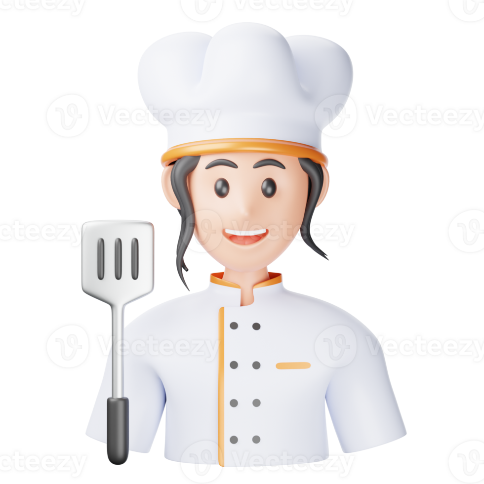 A cartoon chef holding a spatula and a spatula png