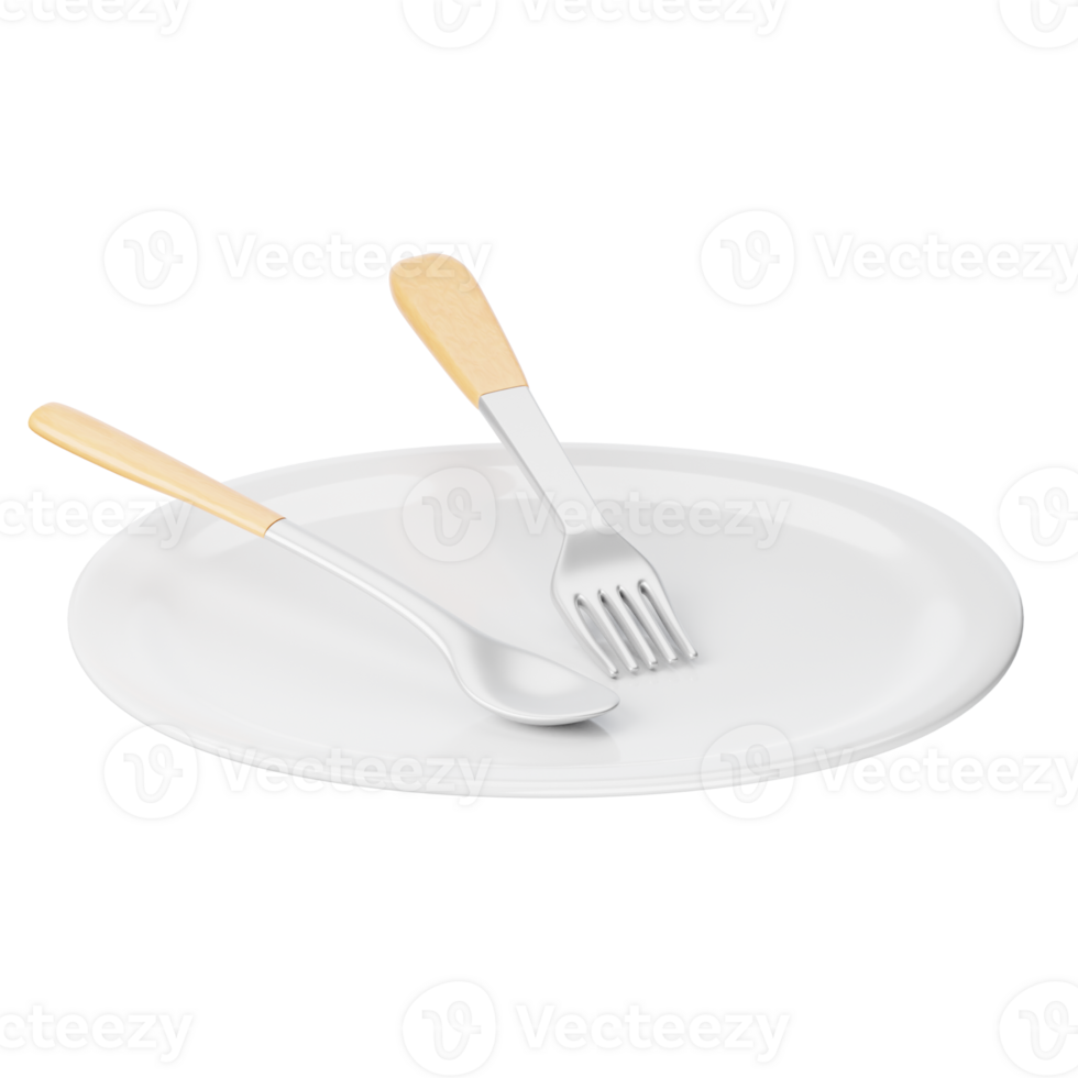 A fork and spoon on a white plate png