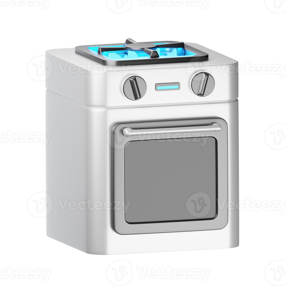 A white stove with blue lights on it png