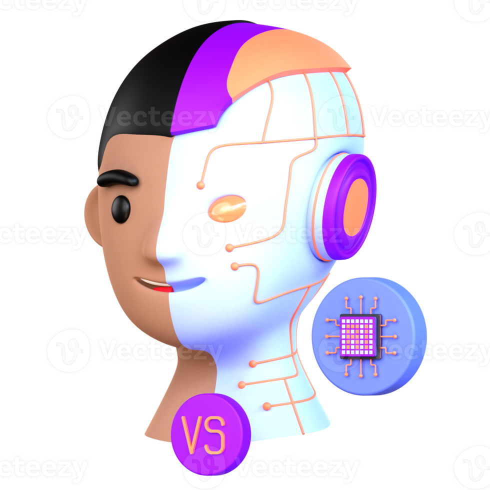 A robot head with a computer chip on it png