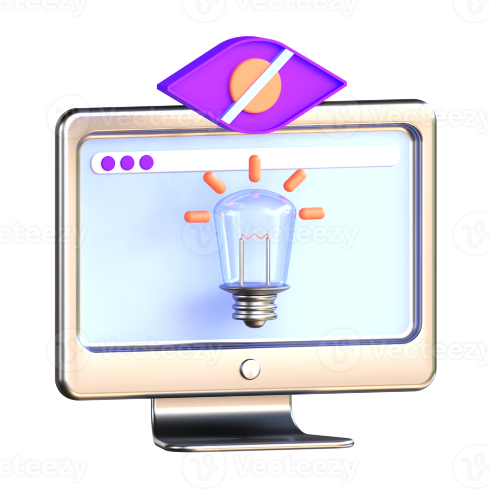 A computer screen with an idea bulb on it png