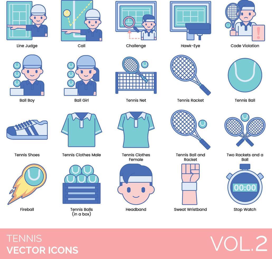 Tennis icons set, vol 2 vector