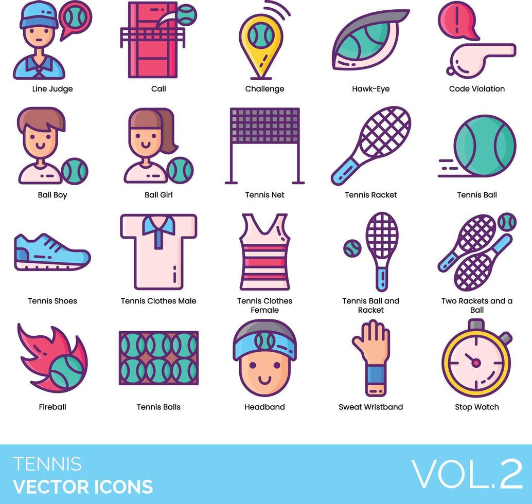 Tennis icons set, vol 2 vector