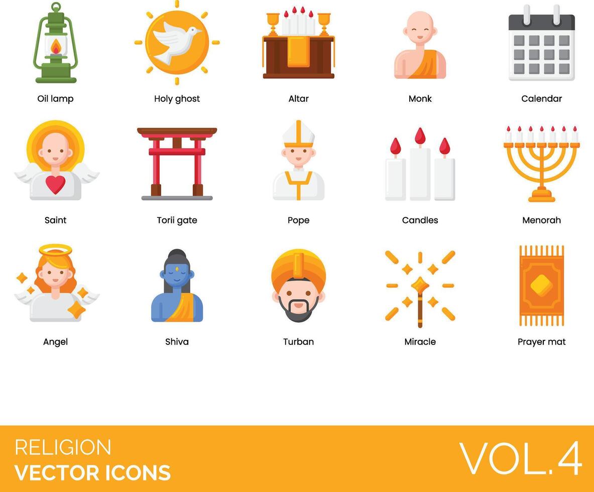 Religion icons set, volume 4 vector
