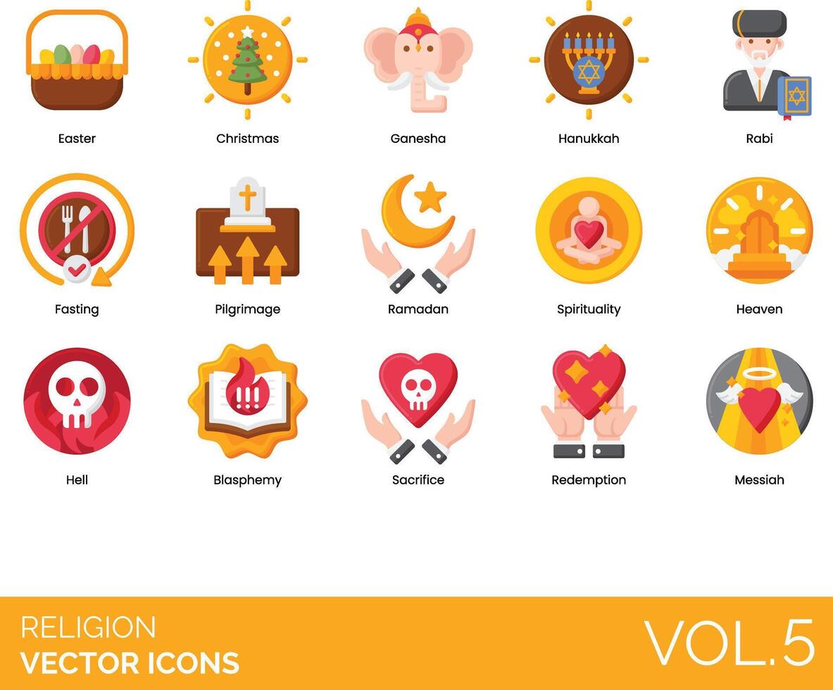 Religion icons set, volume 5 vector