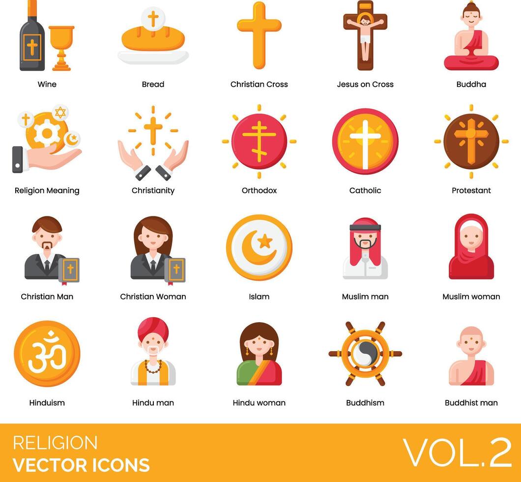 Religion icons set, volume 2 illustration vector