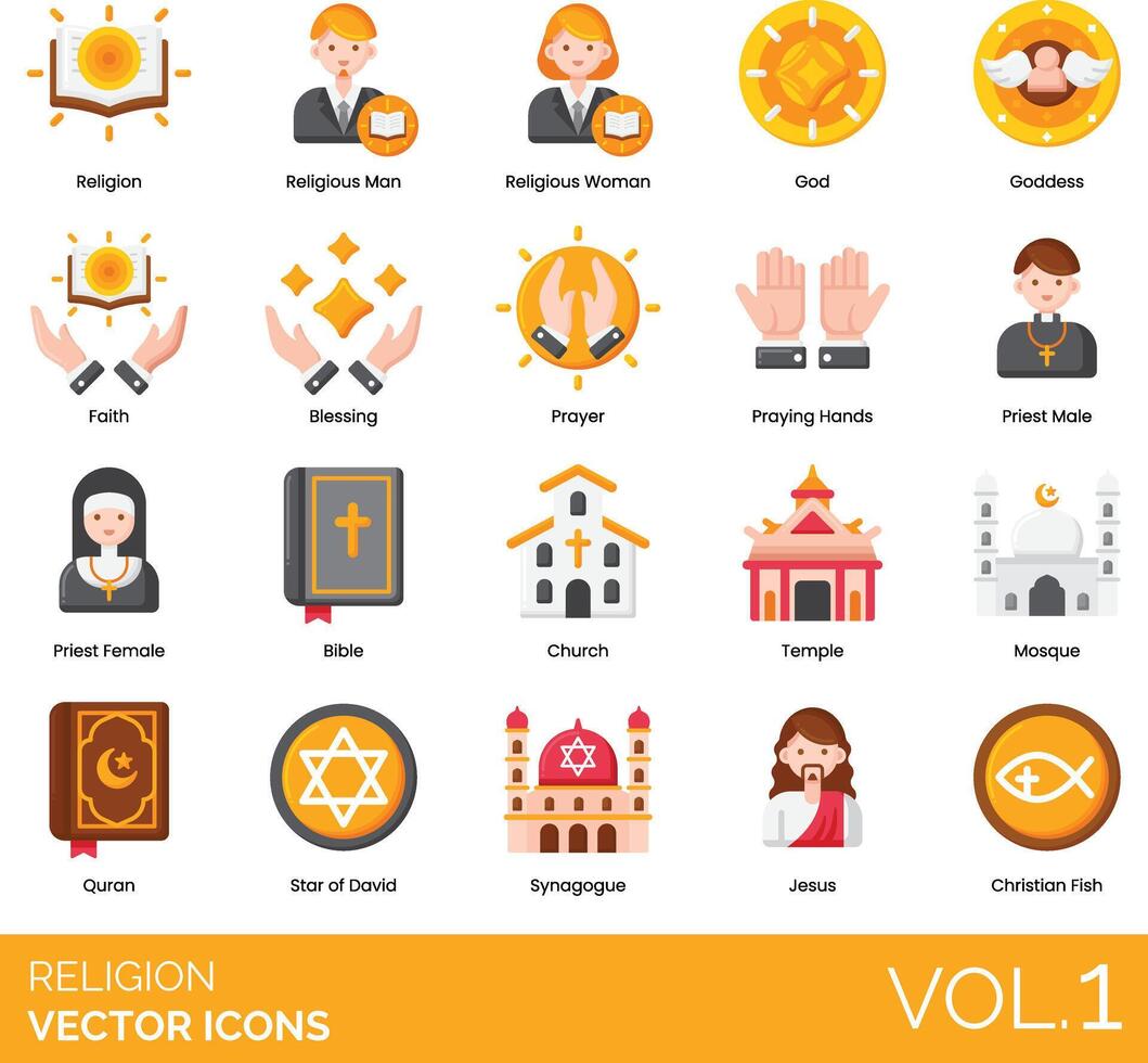 Religion icons set, volume 1 vector