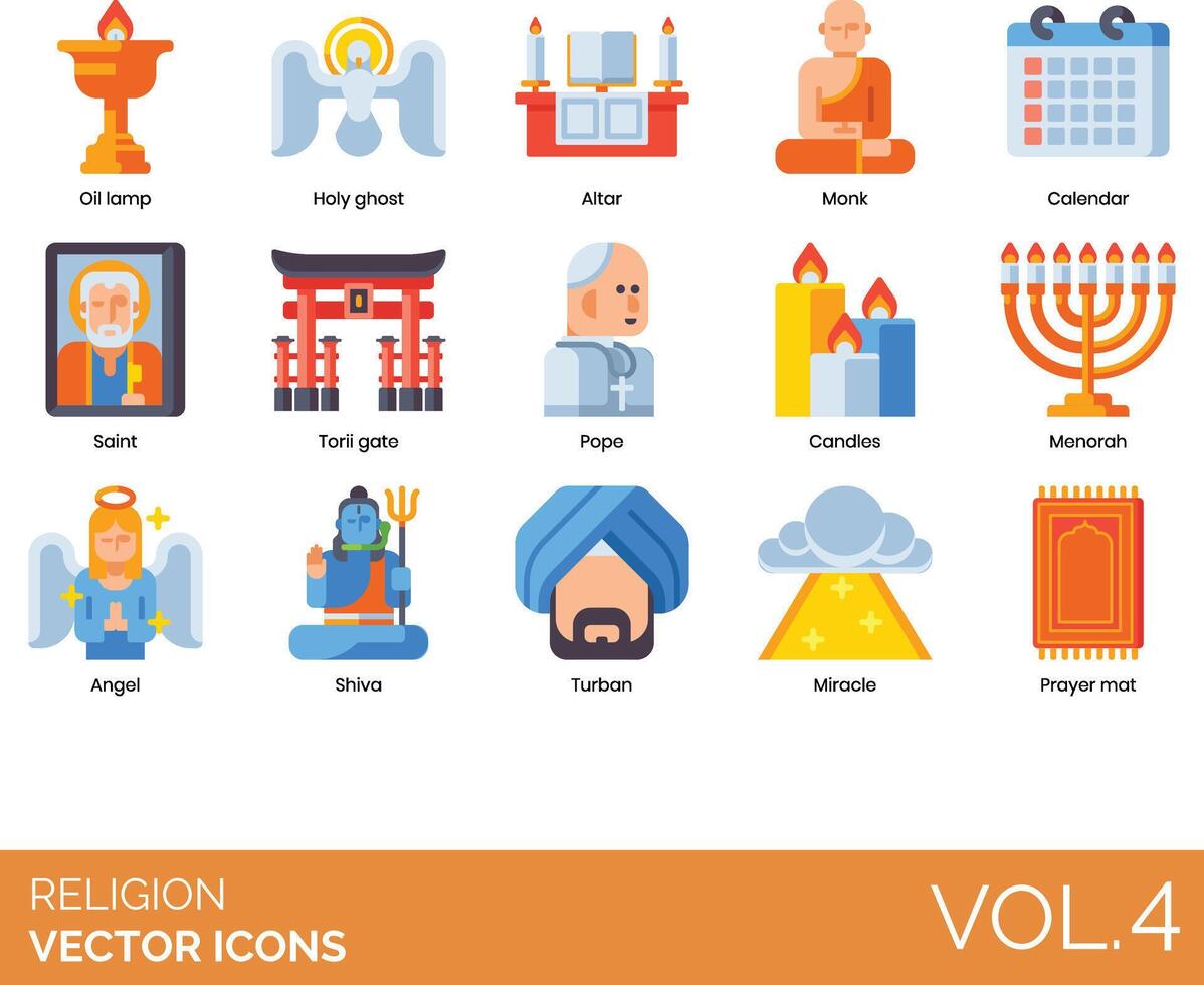Religion icons set, volume 4 vector